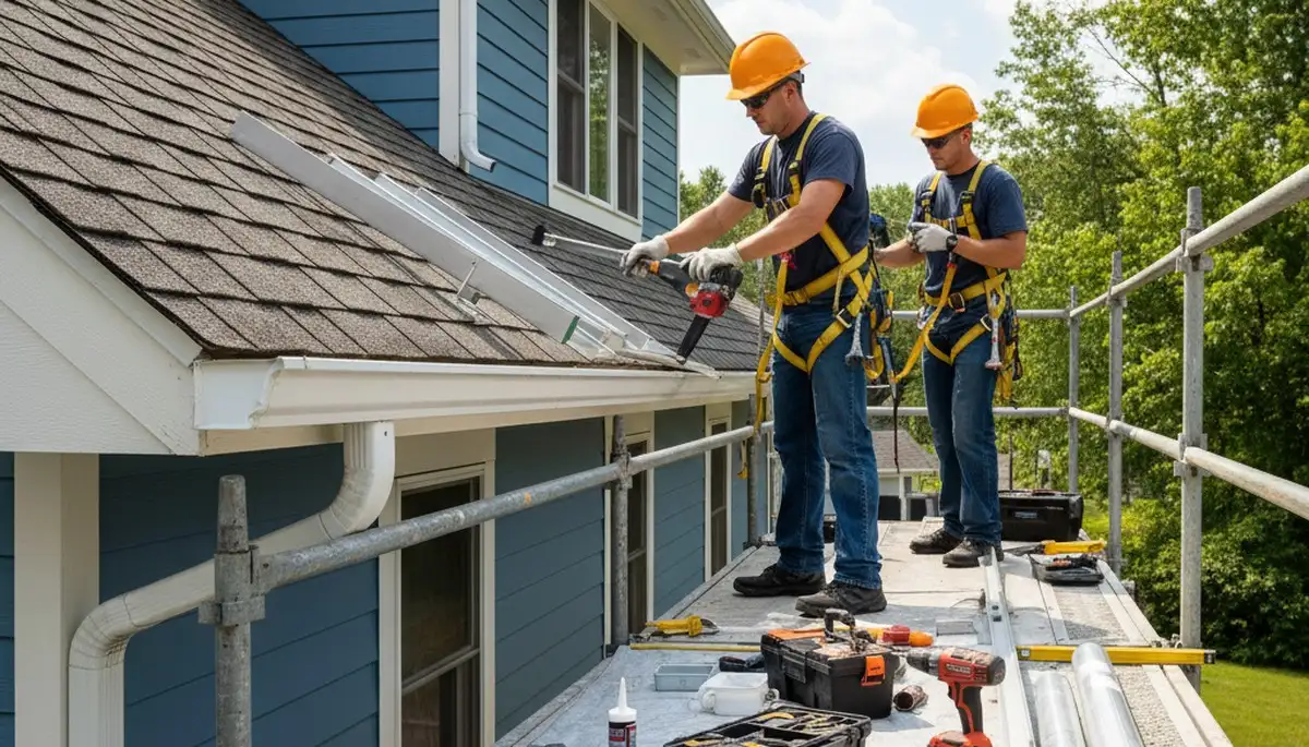 Gutter repair service in Jacksonville, FL for leaking and sagging gutters after storm damage