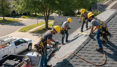 Roof installation crew in Jacksonville, FL installing durable roofing for storm protection